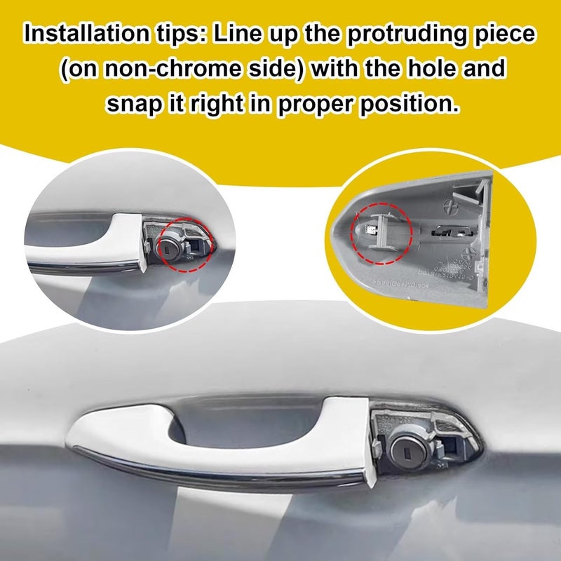 Goholy Car Exterior Door Handle Key Hole Trim Cover CapCompatible with Ford Fusion 2013 2014 2015 2016 2017 2018 2019 2020 DS7Z 54218A15-DC Door Handle Accessories Lock Cap Black with Electroplating - Image 4